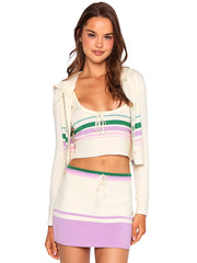 Beach Bunny: Colette Knit Stripe Tank-Colette Knit Skirt (S2508T1-OFWH-S2508K1-OFWH)