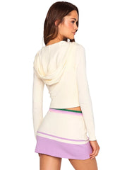 Beach Bunny: Colette Knit Stripe Tank-Colette Knit Skirt (S2508T1-OFWH-S2508K1-OFWH)