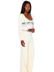 Beach Bunny: Colette Knit Stripe Jacket-Colette Knit Stripe Pant (S2508T7-OFWH-S2508B1-OFWH)