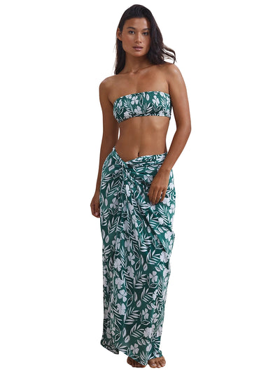 Stone Fox Swim: Gia Tube-Marlowe Sarong (SFC1006RC-FLRA-SFC1005RC-FLRA)