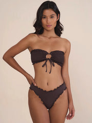 Stone Fox Swim: Cleo Bandeau-Quinn Bikini (SFT1077LY-CACO-SFB1074LY-CACO)