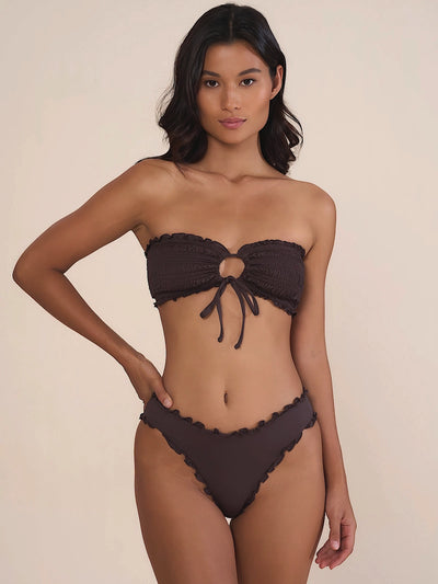 Stone Fox Swim: Cleo Bandeau-Quinn Bikini (SFT1077LY-CACO-SFB1074LY-CACO)