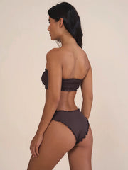 Stone Fox Swim: Cleo Bandeau-Quinn Bikini (SFT1077LY-CACO-SFB1074LY-CACO)