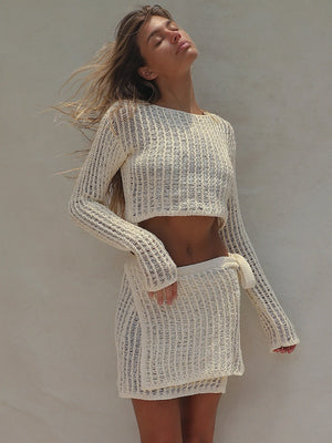 Stone Fox Swim: Costa Knit-Rocio Knit Wrap Skirt (SFC1021CR-NTCR-SFC1022CR-NTCR)