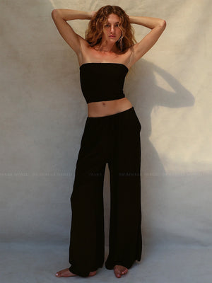 Stone Fox Swim: Flora Smocked Tube-Koda Drawstring Pant (SFC1008RK-STNE-SFC1037RK-STNE)