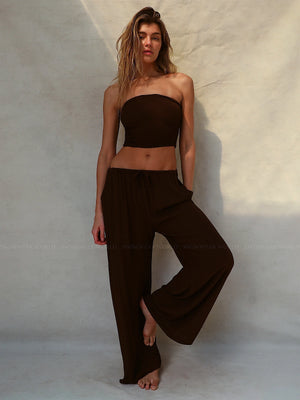 Stone Fox Swim: Flora Smocked Tube-Koda Drawstring Pant (SFC1008RK-ERTH-SFC1037RK-ERTH)