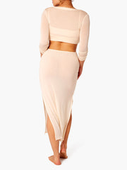 We Wore What: Ruched Cutout Maxi (RCMAXI-NUDE)