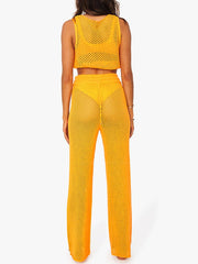 We Wore What: Crochet Ruched Crop-Crochet Drawcord Pant (WWCT15-01-822-WWCB16-01-822)