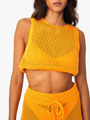 We Wore What: Crochet Ruched Crop-Crochet Drawcord Pant (WWCT15-01-822-WWCB16-01-822)