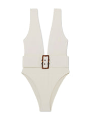 We Wore What: Belted Plunge One Piece (WWS42-01-125)