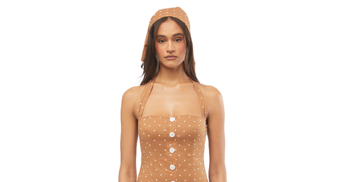 we wore what halter dress WeWoreWhat Halter Corset Midi Dress in Powder Blue