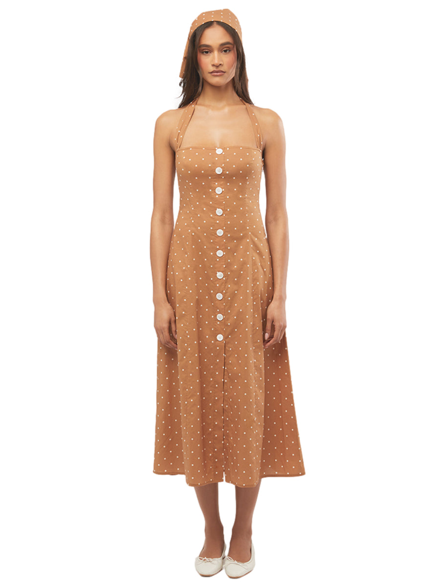 Halter Button Up Midi Dress
