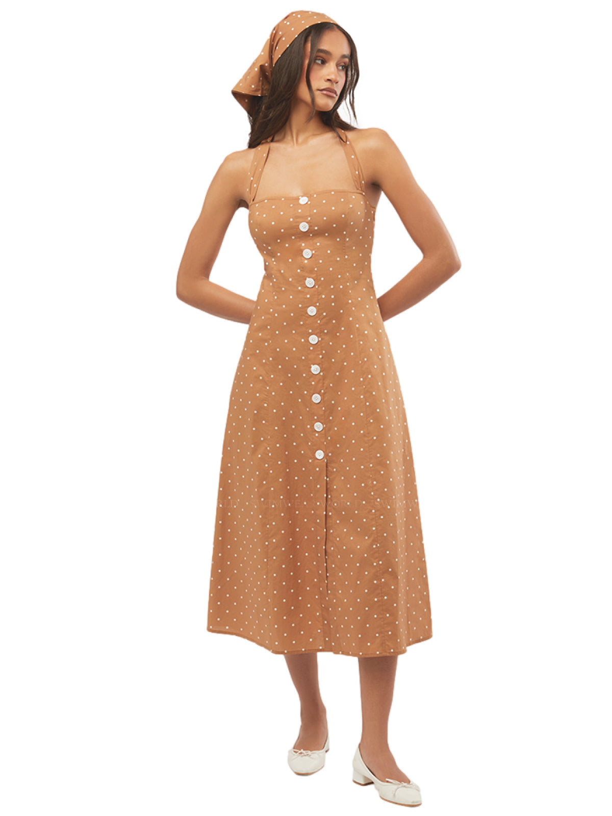 We Wore What: Halter Button Up Midi Dress (WWC58-01-BIM)