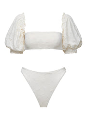 We Wore What: Puff Sleeve-Classic Scoop Bikini (WWST87-01-125-WWSB44-03-125)