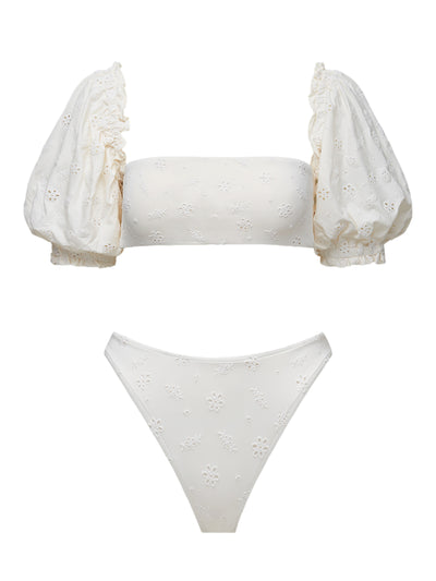 We Wore What: Puff Sleeve-Classic Scoop Bikini (WWST87-01-125-WWSB44-03-125)