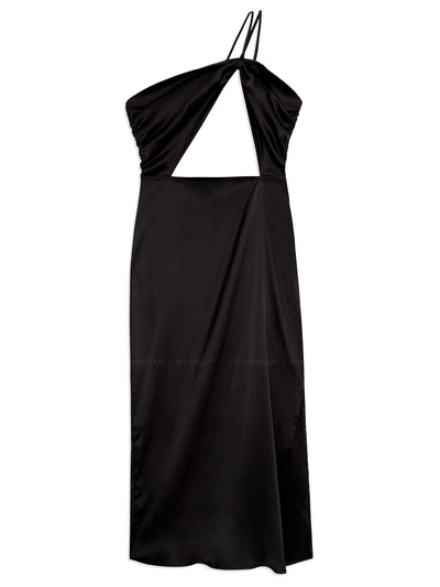 danielle bernstein satin midi dress We Wore What Danielle Bernstein Cobalt Blue Royal Blue Silky Midi Dress XS
