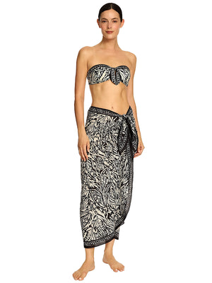Robin Piccone Cora Long Pareo in Black/Cream (271832-BKM)