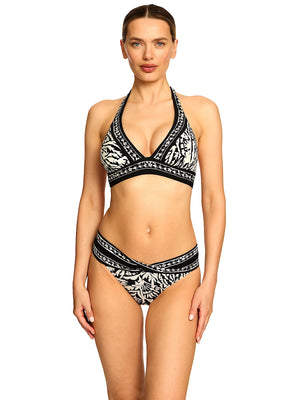 Robin Piccone Cora Halter-Cora Twisted Bikini in Black/Cream (271805-BKM-271866-BKM)