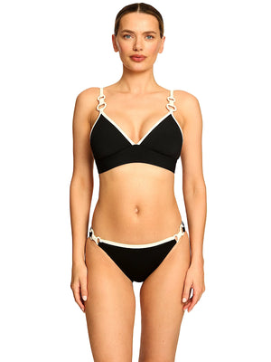 Robin Piccone Claire Triangle-Claire Side Ring Bikini in Black Ivory (272701-BKI-272763-BKI)