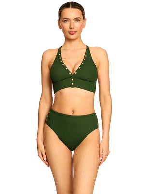 Robin Piccone Amy Halter-Amy Tab Side Bikini in Martini Olive (230805-MRO-250869-MRO)