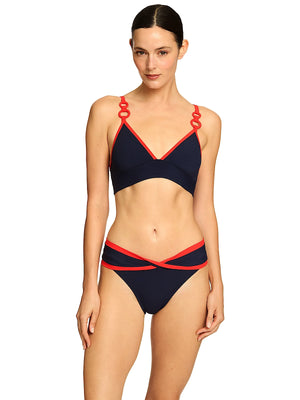 Robin Piccone Claire Triangle-Claire Twisted Bikini in Navy/Red (272701-NVR-272766-NVR)