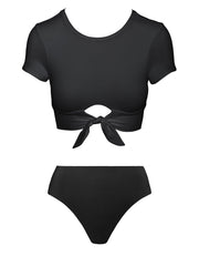 Robin Piccone: Ava T Shirt-Ava High Waist Bikini (221769-BLK-221769-BLK)