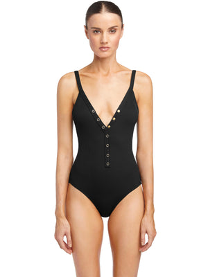 Robin Piccone: Amy One Piece Snap (220813-BLK)