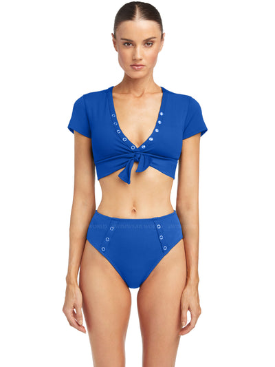 Robin Piccone: Amy Raglan-Amy High Waist Bikini (220809-BLU-220869-BLU)