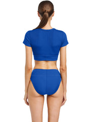 Robin Piccone: Amy Raglan-Amy High Waist Bikini (220809-BLU-220869-BLU)