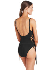 Robin Piccone: Aubrey Lace Up One Piece (221715-BLK)