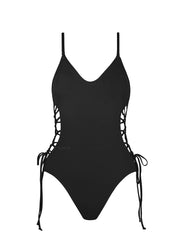 Robin Piccone: Aubrey Lace Up One Piece (221715-BLK)