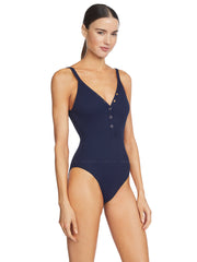 Robin Piccone: Amy One Piece Snap (220813-NAVY)