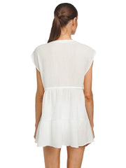 Robin Piccone: Bubble Gauze V Neck Dress (222321-WHT)