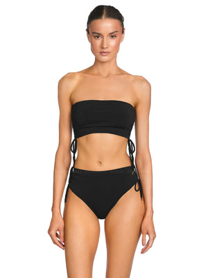 Robin Piccone: Aubrey Bandeau-Aubrey High Waist Bikini (221704-BLK-221767-BLK)