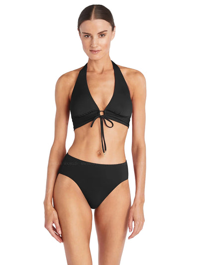 Robin Piccone: Aubrey Halter-Ava High Waist Bikini (221703-BLK-221769-BLK)