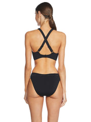 Robin Piccone: Ava X Back Halter-Ava Clean Finish Bikini (231707-BLK-231764-BLK)
