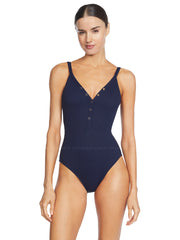 Robin Piccone: Amy One Piece V Neck (220813-NAV)