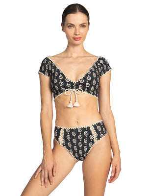 Robin Piccone: Delilah T Shirt-Delilah High Waist Bikini (241109-BLK-241169-BLK)