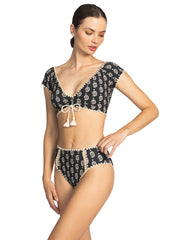 Robin Piccone: Delilah T Shirt-Delilah High Waist Bikini (241109-BLK-241169-BLK)