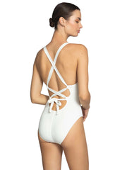 Robin Piccone: Margot One Piece Lace Up Back (243713-WHT)