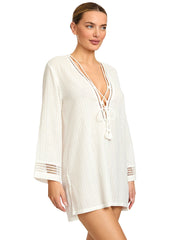 Robin Piccone: Marina Lace Up Tunic (262017-WHT)