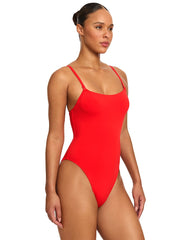 Robin Piccone: Ava Mio Lace-Up Back One-Piece (251719-FIR)