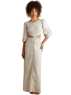 Encantadore: Selena Sand Linen Maxi Dress (1629)