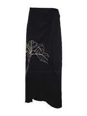Encantadore: Aurora Black Embroidered Linen Skirt (17083)