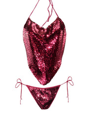 Oseree: Sequined Banda Bikini (PBS227T-FUC-PBS227B-FUC)