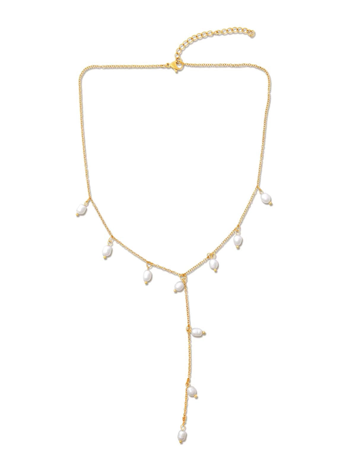 Ellie Vail: Carlotta Dainty Pearl Lariat Necklace