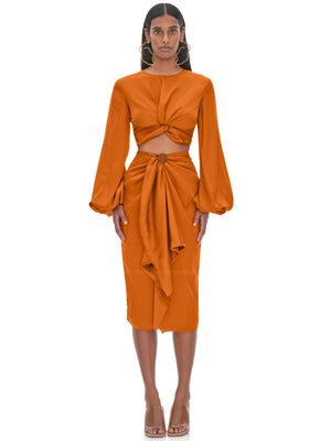 Andrea Iyamah: Behati Cropped-Behati Skirt (R22T4A-RUST-R22SK1A-RUST)