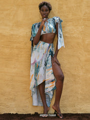 Andrea Iyamah: Halima Cropped-Halima Wrap Skirt (RS22T1A-BARK-RS22SK1A-BARK)