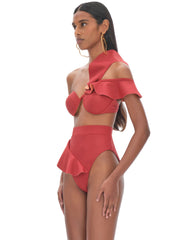 Andrea Iyamah: Kiara High Rise Bikini (S2206A-T-RED-S2206A-B-RED)