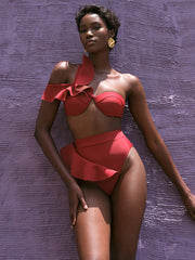 Andrea Iyamah: Kiara High Rise Bikini (S2206A-T-RED-S2206A-B-RED)